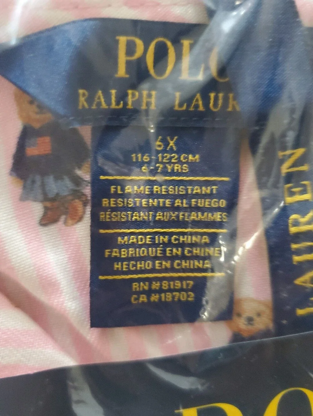 Polo Ralph Lauren Little Girls Polo Bear Long Sleeve Pajamas, 2-Piece Set 6X